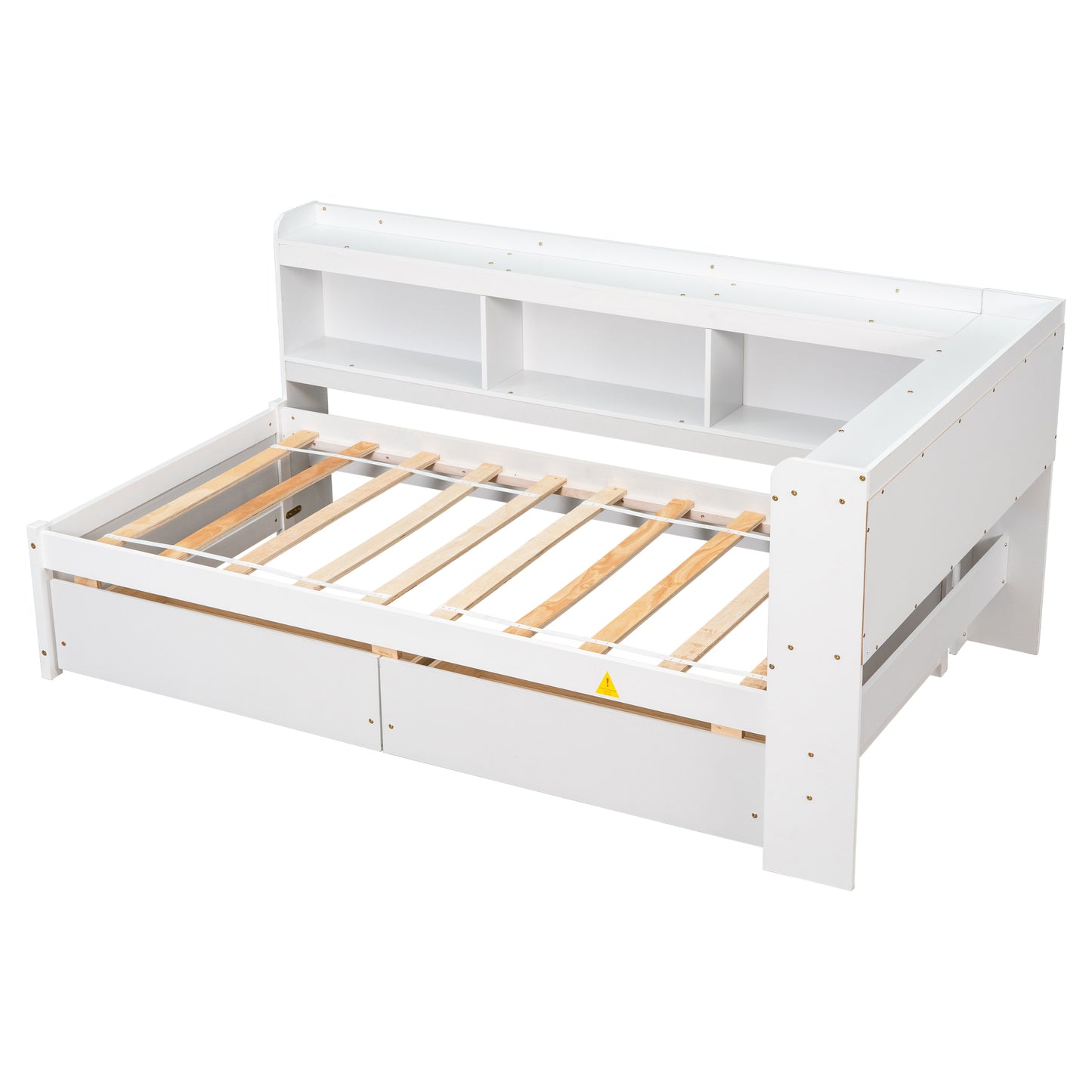 Parker Twin Size Daybed with Bookcases -Drawers - White