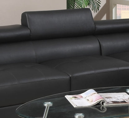 Akira Sectional Sofa Adjustable Headrest - Black