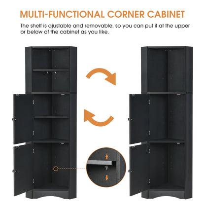 Skyward Bathroom Corner Cabinet - Black