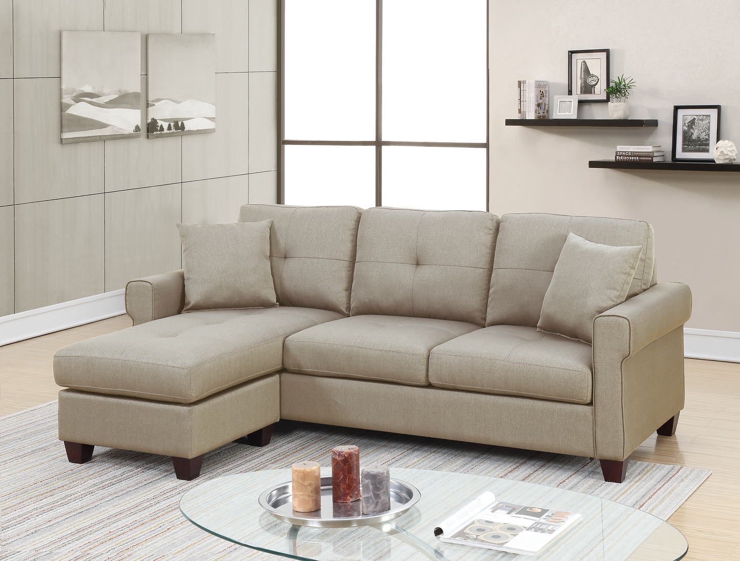 Elysia 2 Pcs Sectional Sofa - Beige