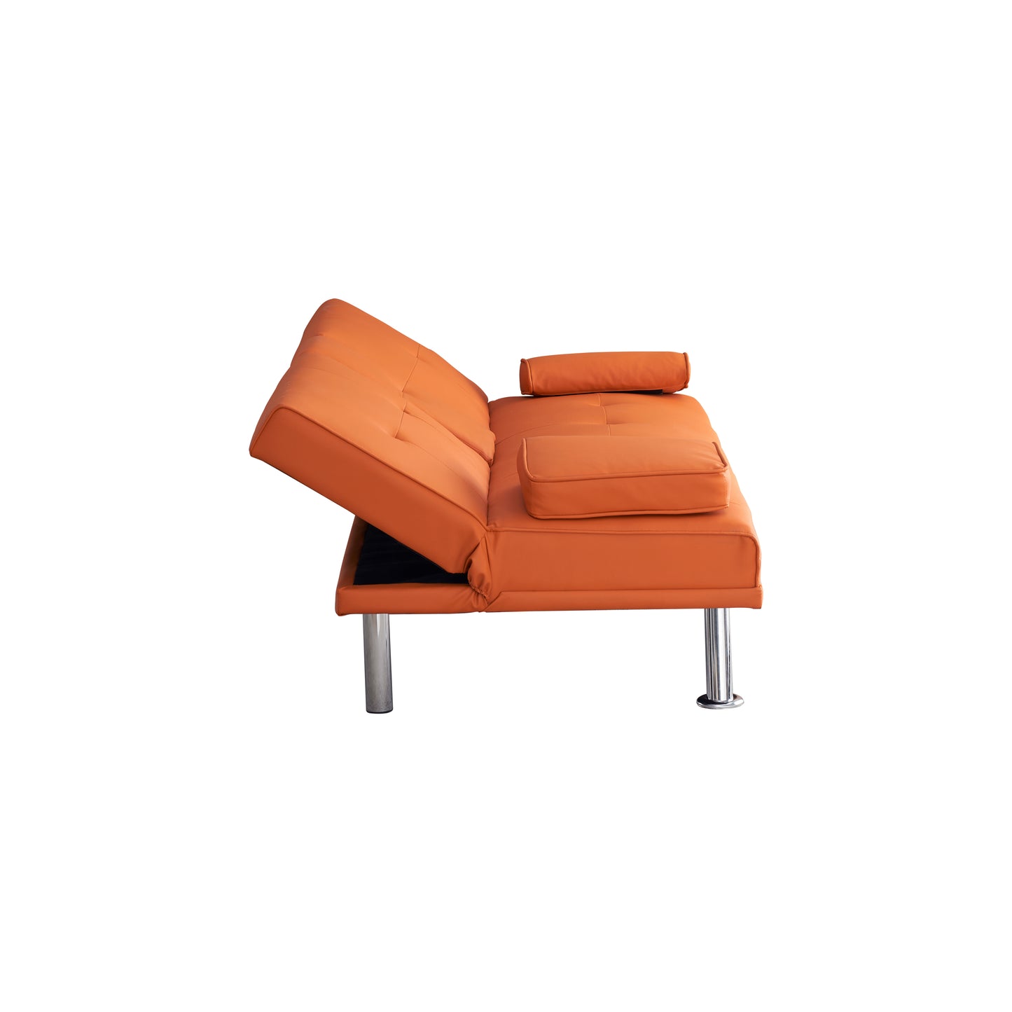 Neza Convertible Faux Leather Sofa Bed  - Orange