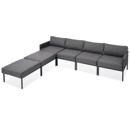 Shana 9 Pc  Aluminum Patio Sectional Sofa Set - Gray