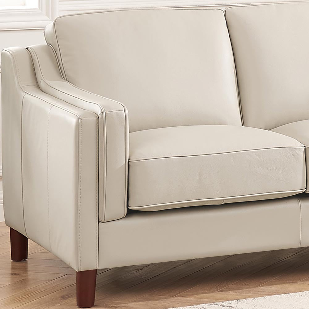 Bella Top Grain Leather Loveseat - Beige+White