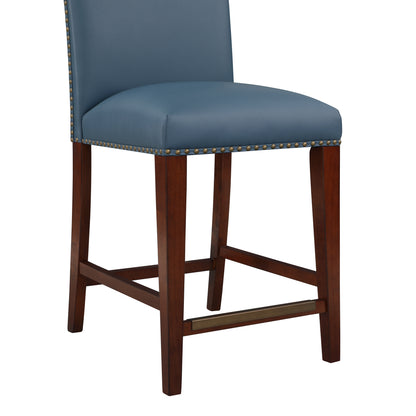 Summit  Faux Leather Counter Stool with Nail Heads - Blue Set of 2