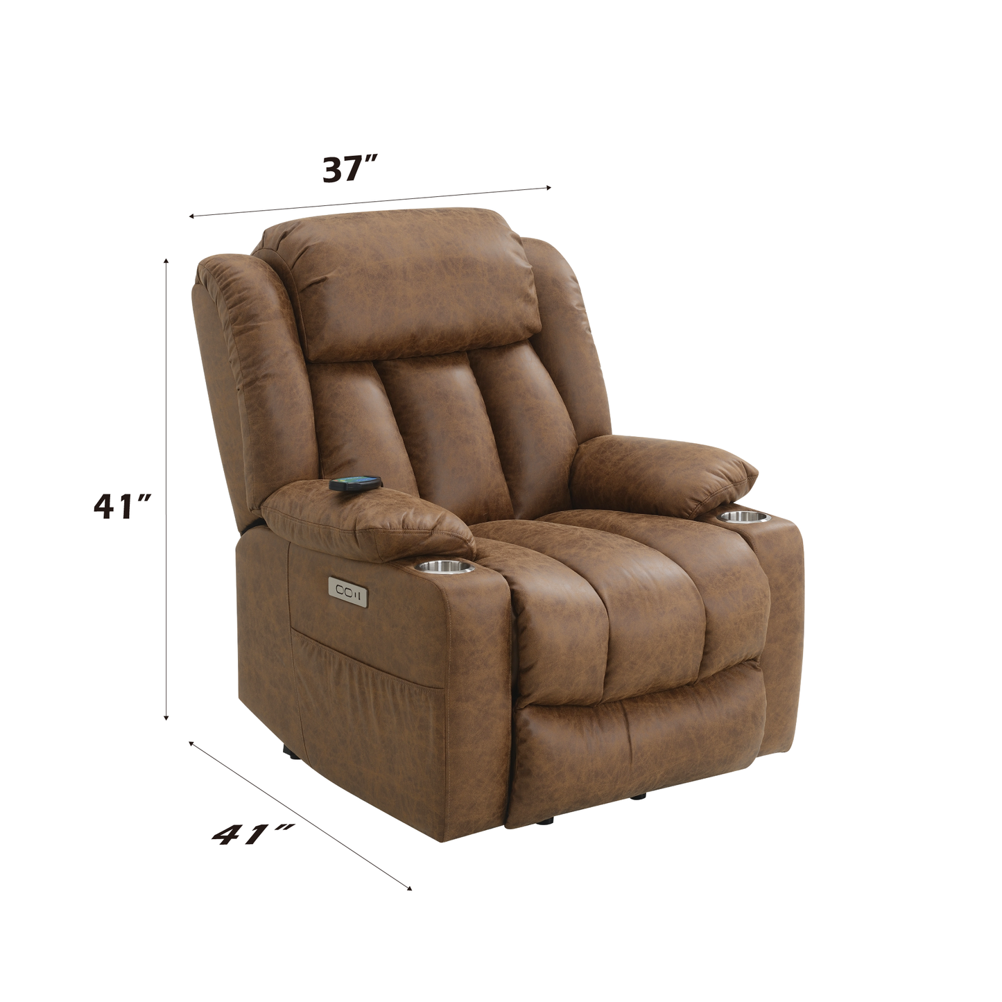 Preston Power Lift Recliner with Heating and Massage - Brown