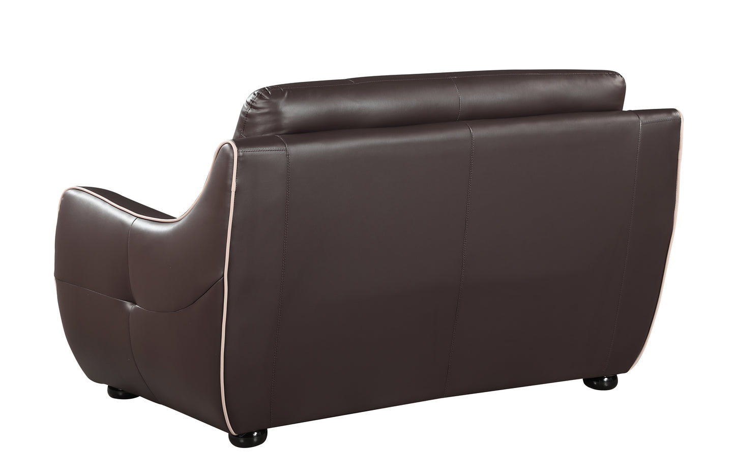 Nova Genuine Leather Loveseat - Brown