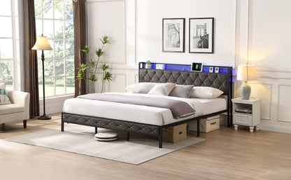 Alder King Size Bed Frame with Storage - Dark Gray