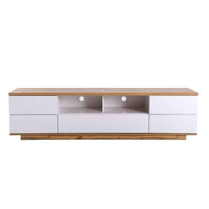 Dena Modern TV stand with Door Rebound Device - White+Natural