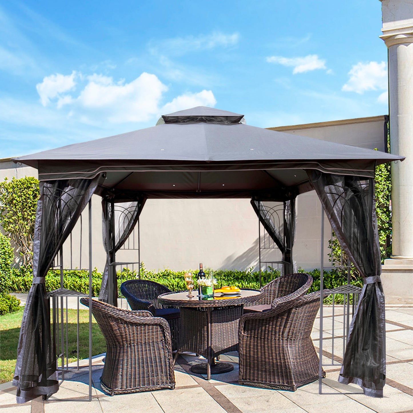 Zamora 10 x 10 ft Outdoor Patio Gazebo Canopy Tent - Gray