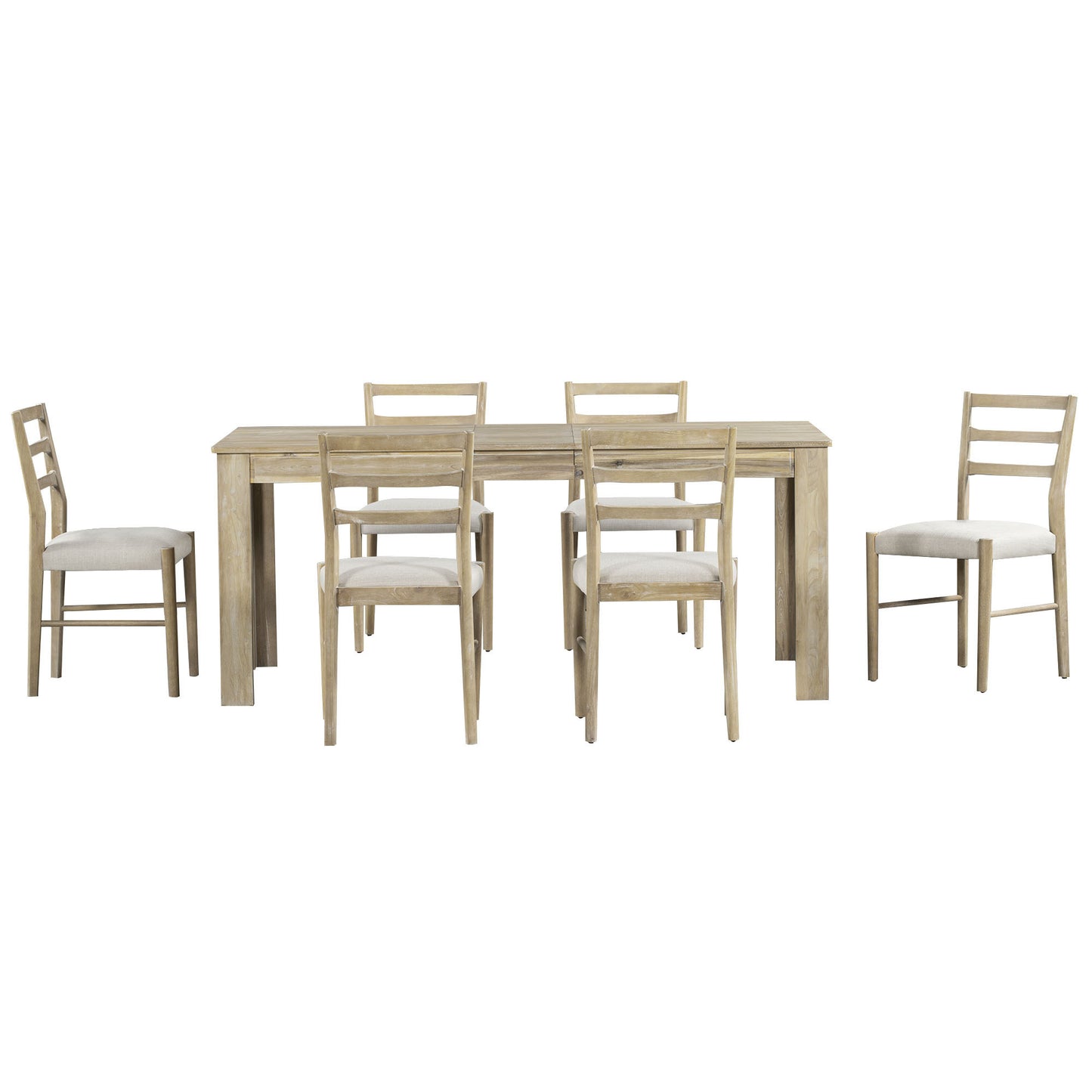 Viola 7pc Dining Set Extendable Table 6x Side Chairs - Natural