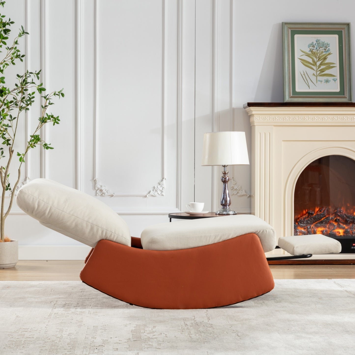 Stella Modern Rocking Chair Recliner - Orange+Beige