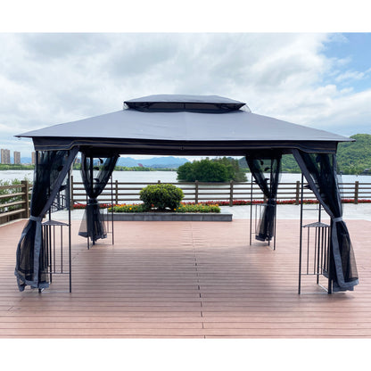 Noo 13 x 10 ft Outdoor Patio Gazebo Canopy Tent - Gray