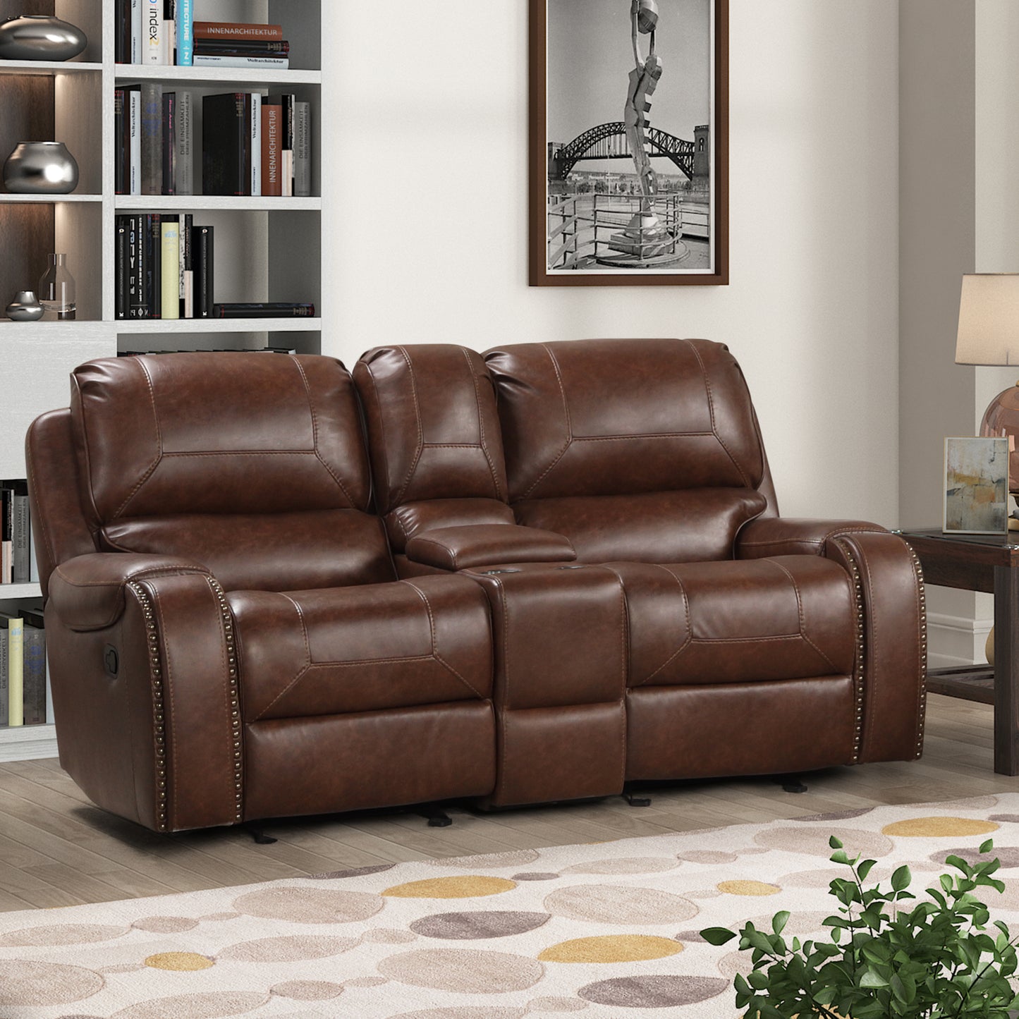 Achern Manual Reclining Loveseat with Storage Console