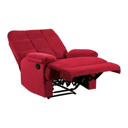 Ora Velvet Upholstery Square Tufted Recliner - Red