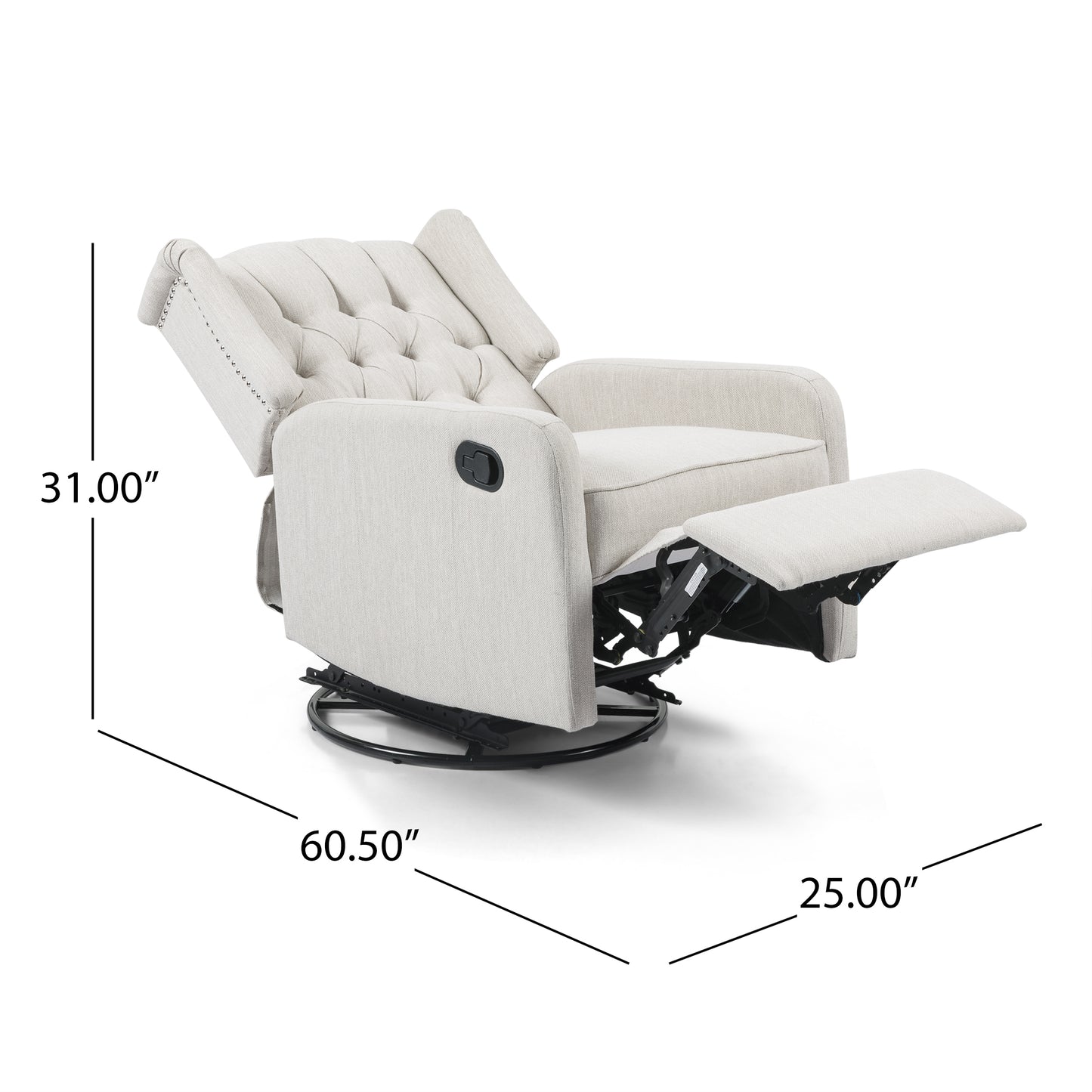 Mylo Manual Recliner Chair with 360-Degree Swivel - Beige