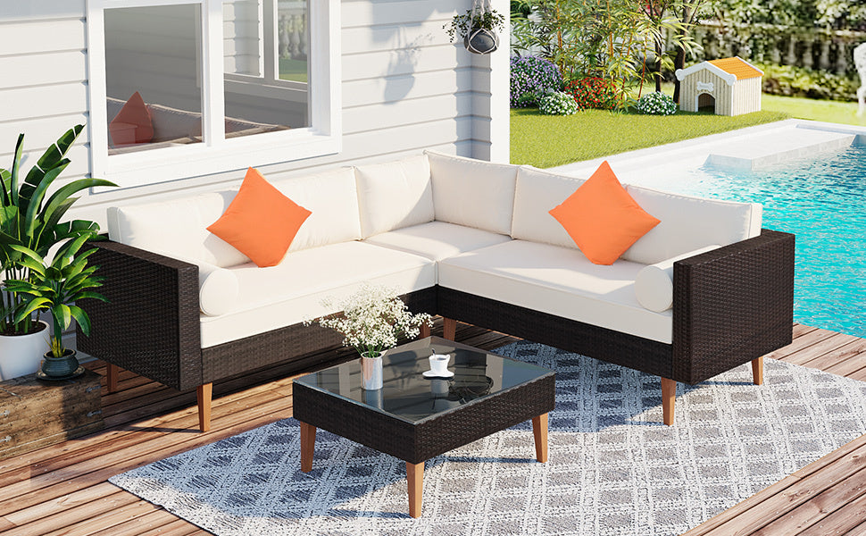 Selma  4 Pc Outdoor Wicker Sofa Set - Beige