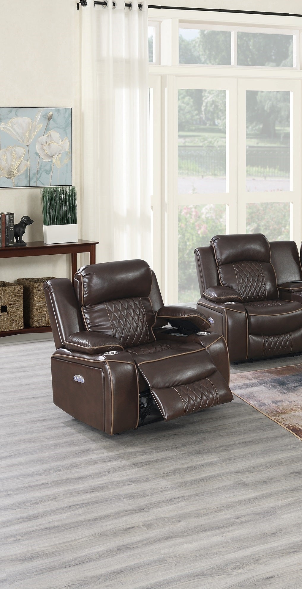 Parker Gel Leatherette Power Motion Recliner Chair - Brown