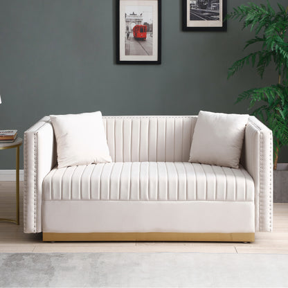 Alessia Tufted Velvet Sofa  Loveseat with 2 pillows - Beige