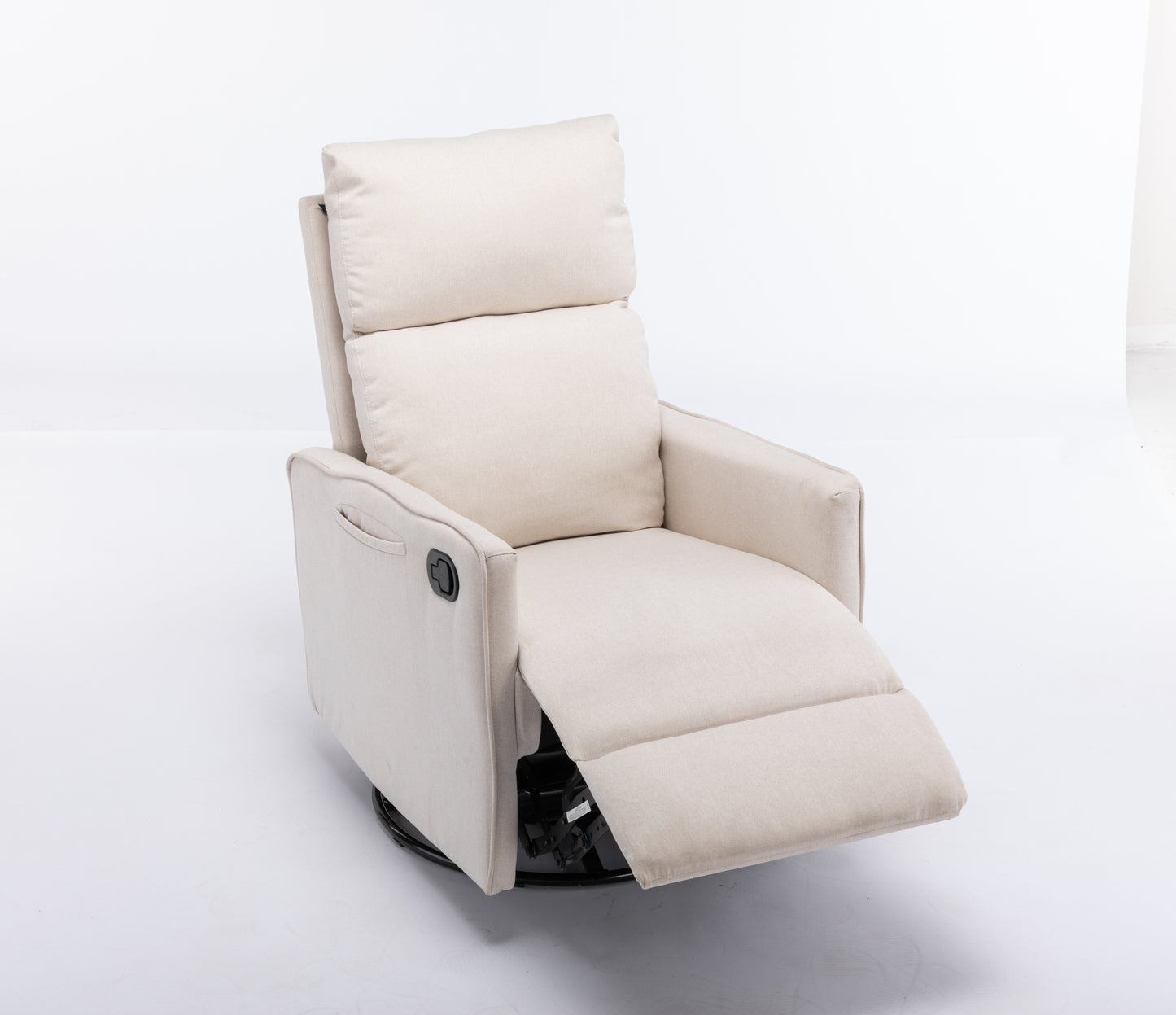 Cotton Linen Fabric Swivel Rocking Chair - Beige