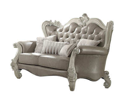 Versailles PU Loveseat w/4 Pillows - Gray