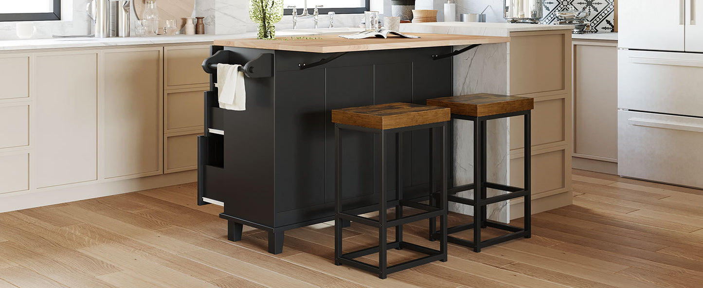 TOPMAX  Kitchen Island Set with 2 Seatings - Black