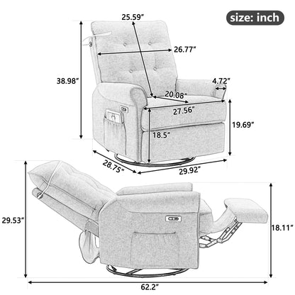 Vo 270 Degree Swivel Recliner Chairs - Cream