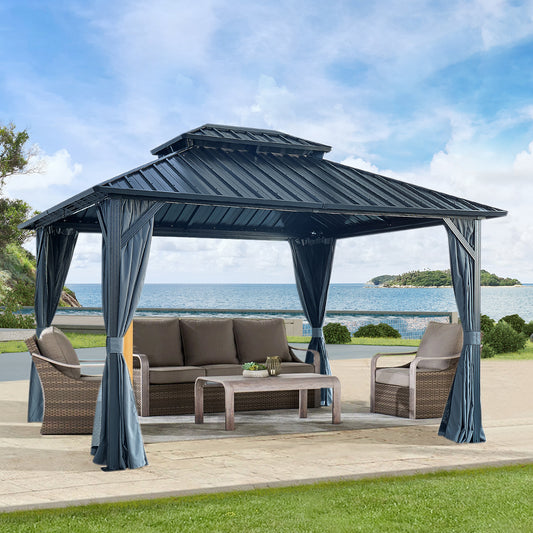 Afix 12 X 12 ft  Permanent Hardtop Gazebo Canopy - Black