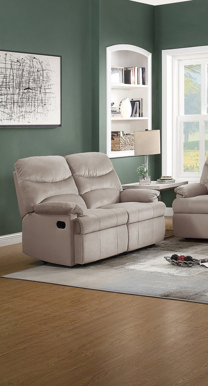 Bray Manual Recliner Velvet Loveseat - Light Brown