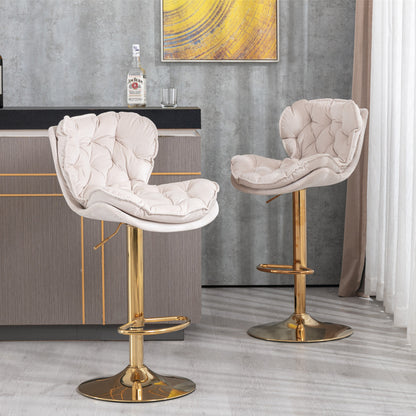 Float Swivel Bar Stools - Beige Set of 2