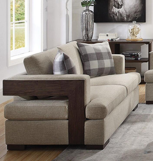 Niamey Fabric Loveseat w/2 Pillows - Walnut