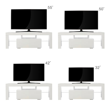 Prime Entertainment TV Stand with LED Light TV - White