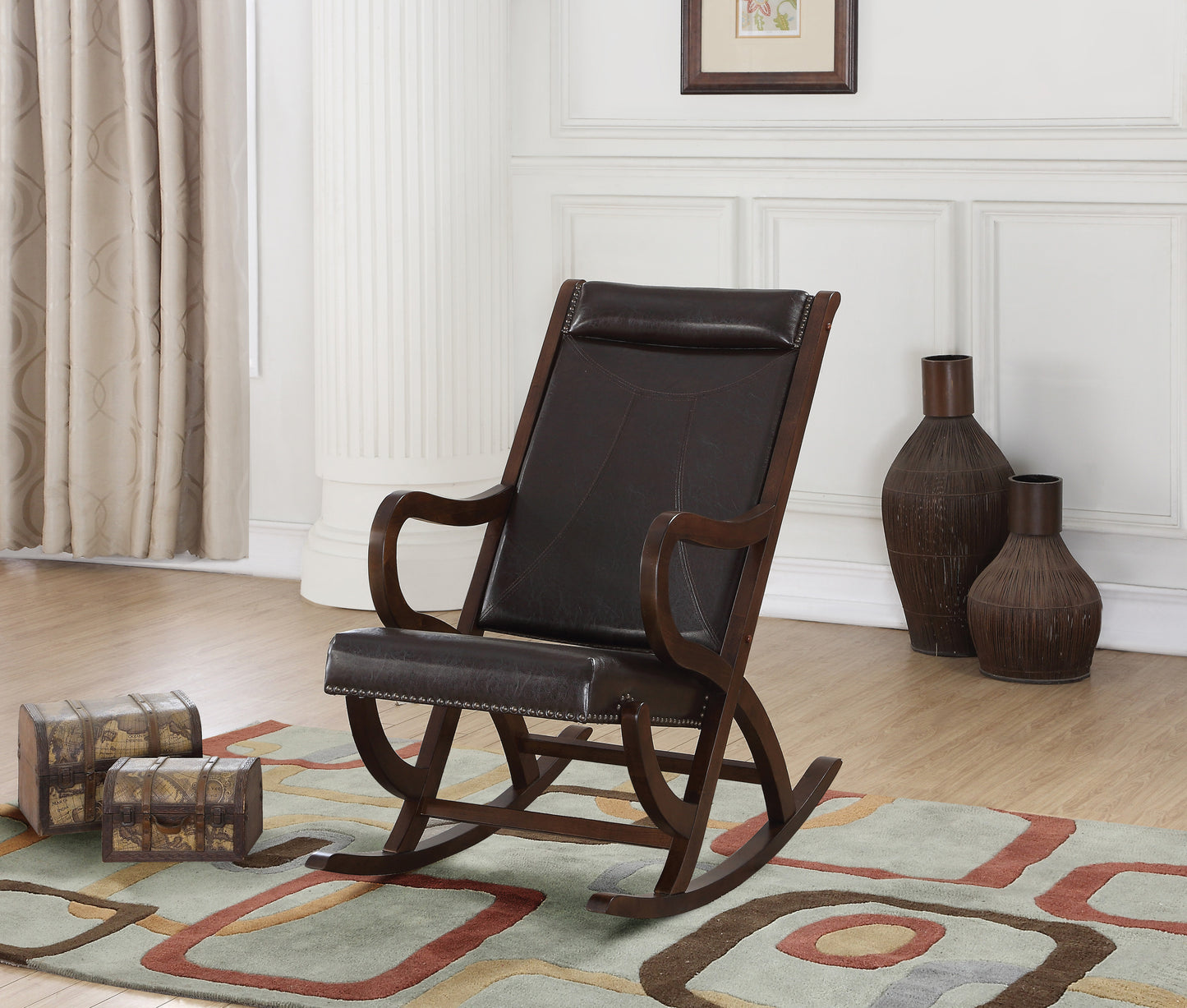 Lozano Rocking Chair with Nail-head Trim - Espresso