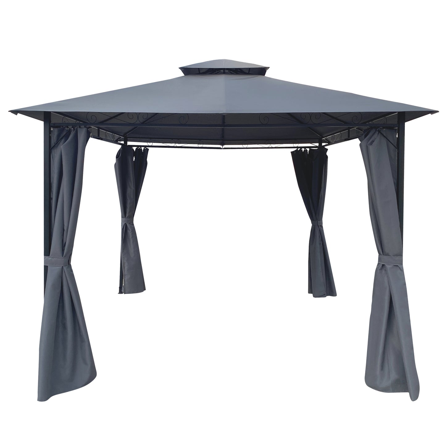 Coral 10 x 10 ft Outdoor Patio Gazebo Canopy Tent - Dark Gray