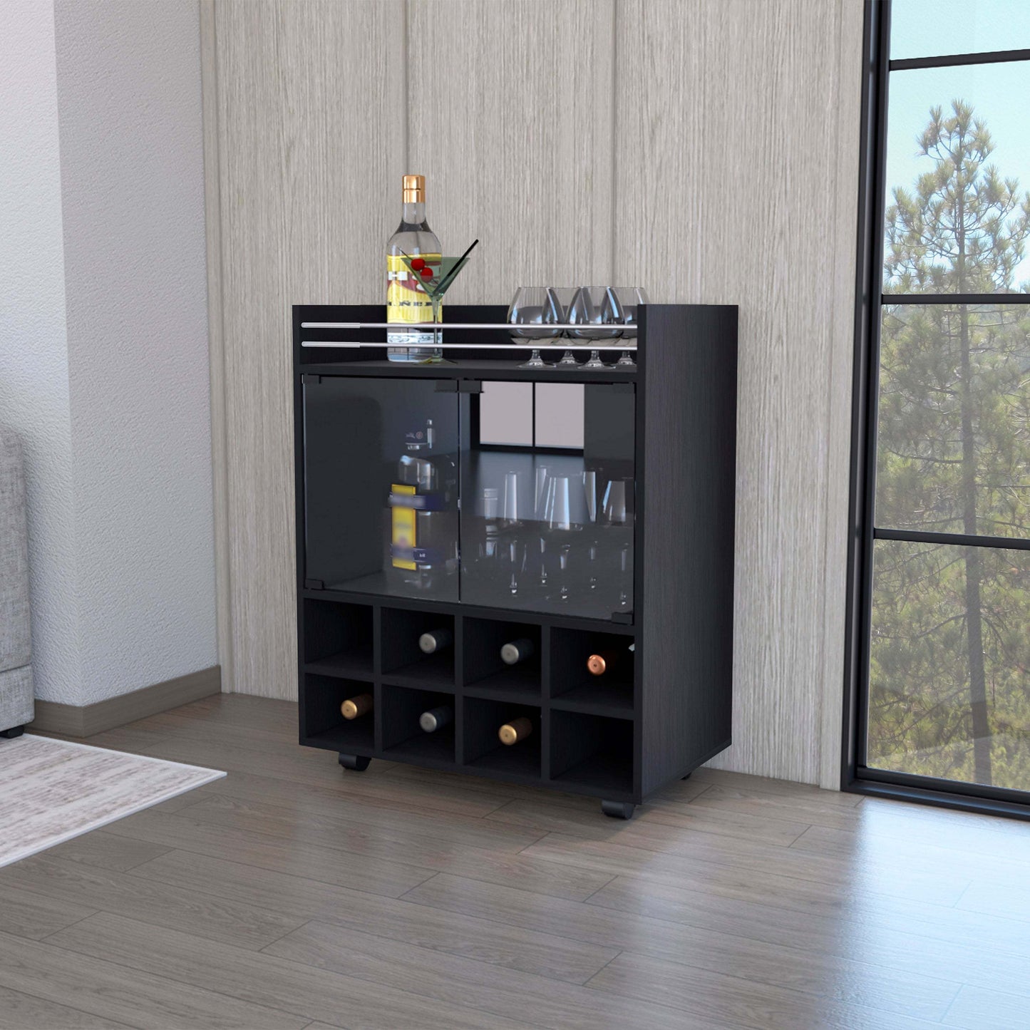 Fraser Bar Cabinet With Racks - Black