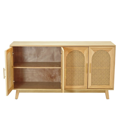 Xenia 4-Door Cabinet with Rattan - Natural