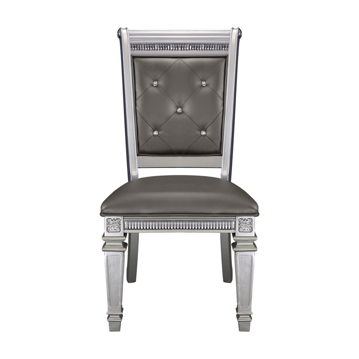 Becker Modern Glam Dining Chair (Set of 2)- Silver