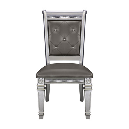 Becker Modern Glam Dining Chair (Set of 2)- Silver