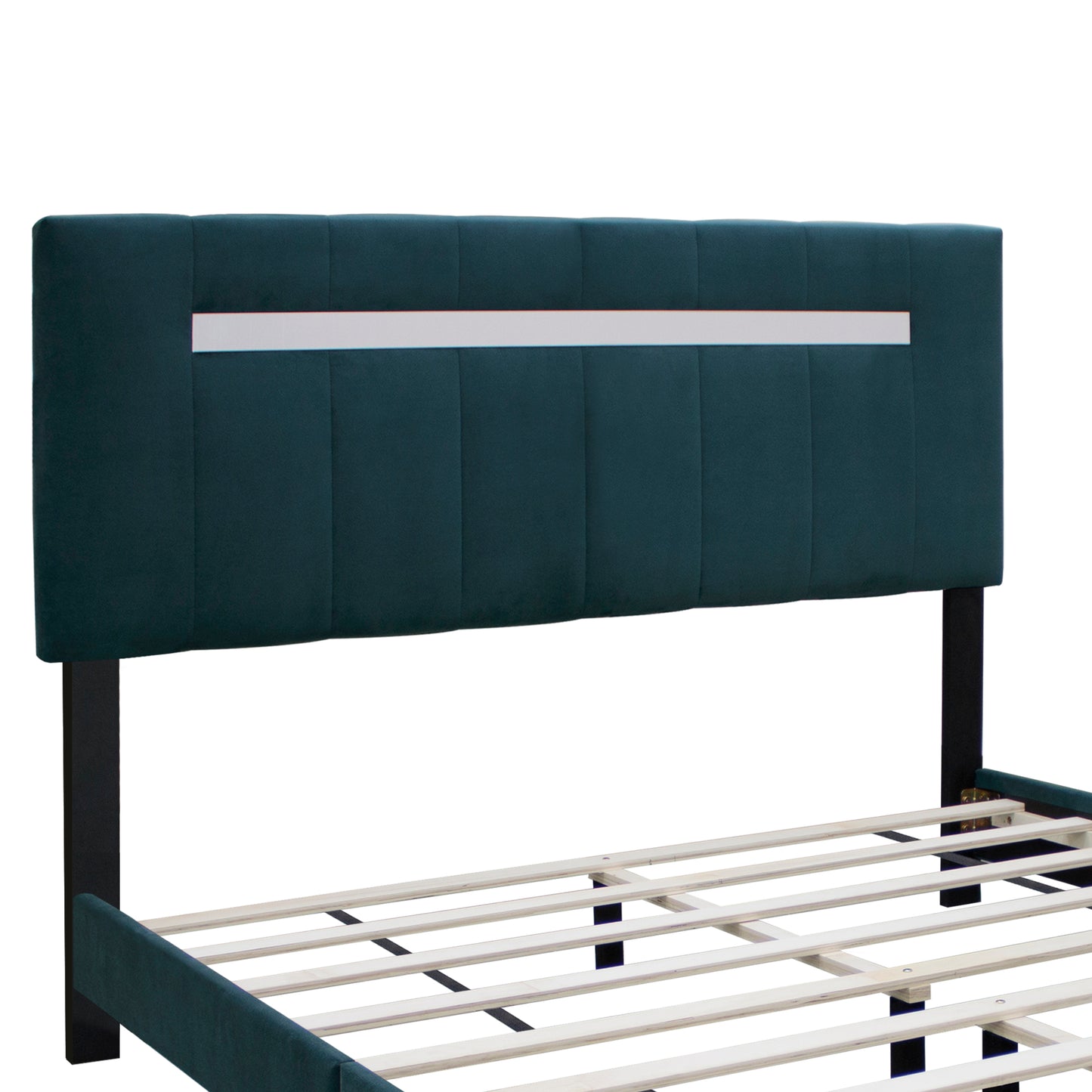 York Queen Size Platform Bed with Adjustable Height - Green