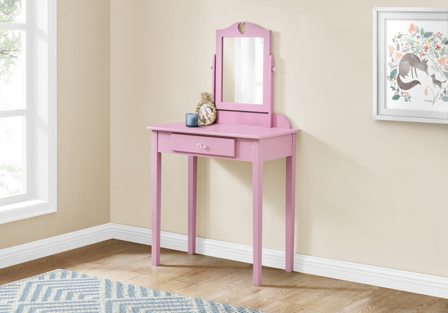 Remi Vanity Table with Mirror - Pink