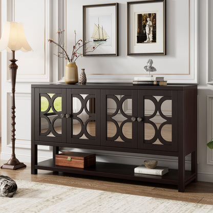 Stasia Sideboard Buffet with Mirrored Doors - Espresso