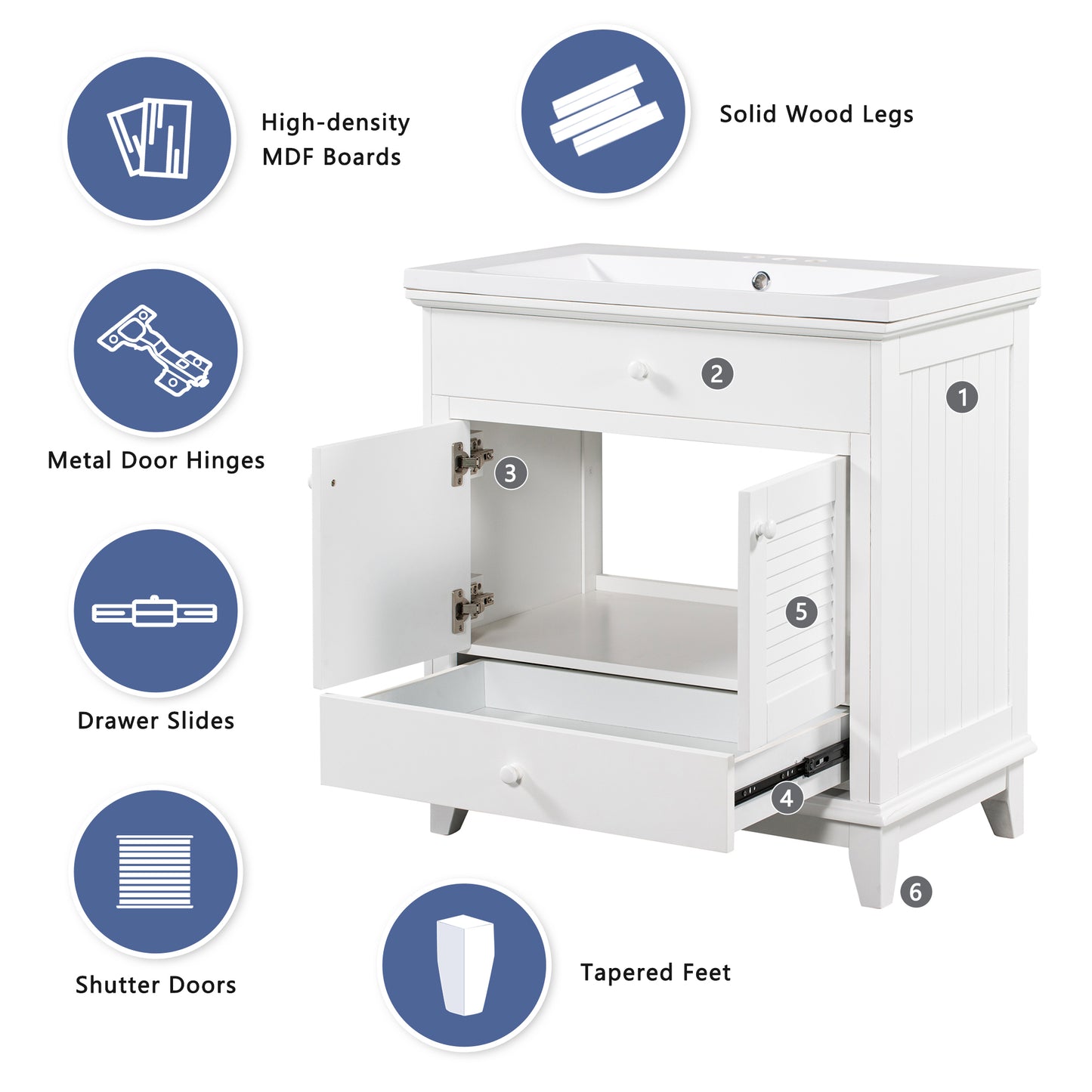 I- Bathroom Vanity - White