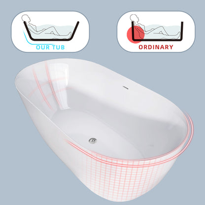 Onpa 55" Oval Shape  Acrylic Freestanding  Soaking Bathtub - Gloss WhiteOnpa