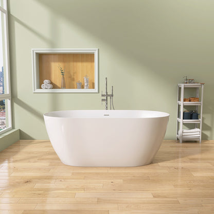 Nuvo 51" Acrylic Free Standing Oval Shape Soaking Tub - Gloss White