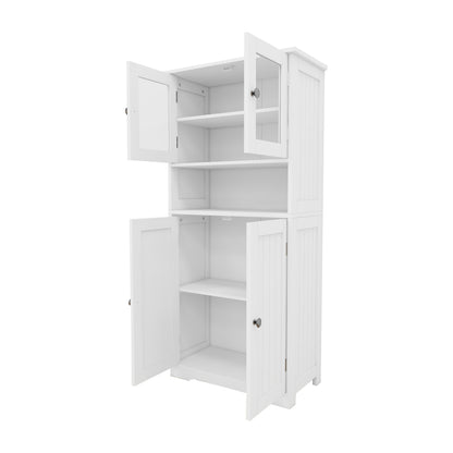 Myra II Storage Cabinet with Glass Doors - White