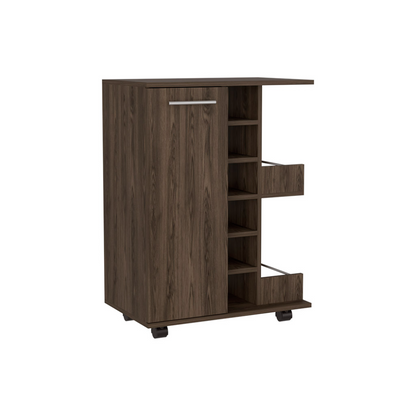 Minta Bar Cabinet With 2 Side Shelves - Brown