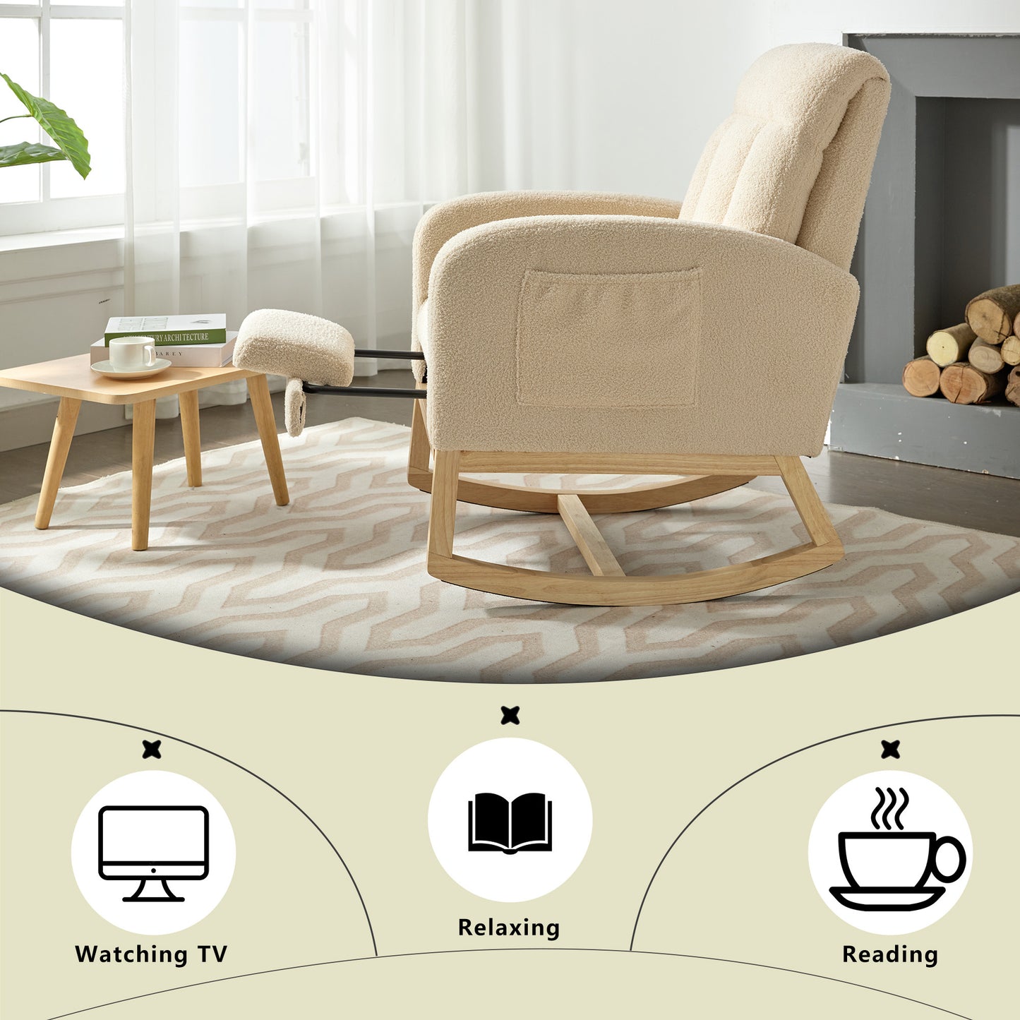 Parker II Modern Accent Rocking Chair - Beige