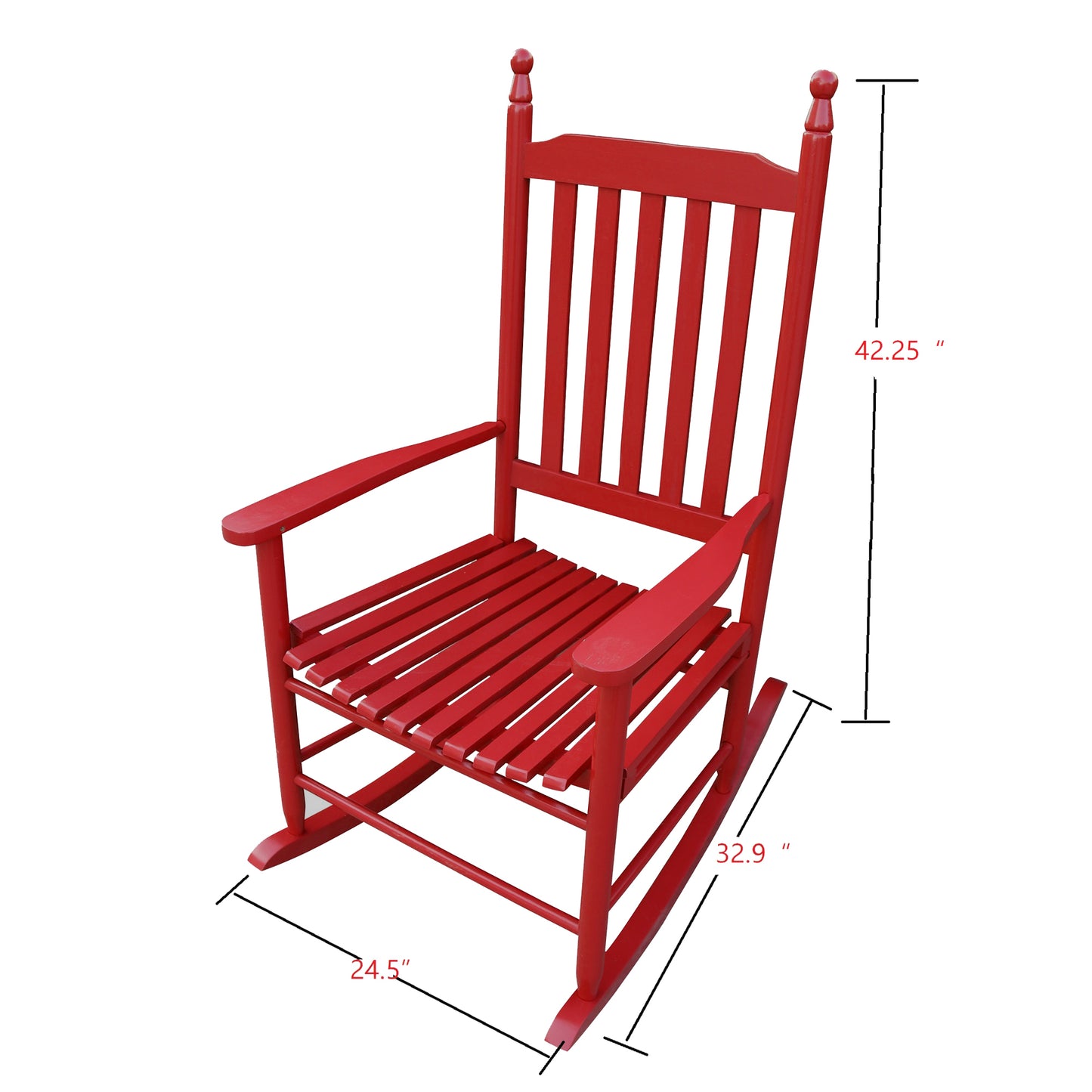 Lupe II Wooden Porch Rocker Chair - Rose Red