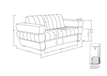 Meza Top Grain Italian Leather  Loveseat - Dark Gray