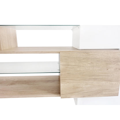 Trax TV Stand with 2 Illuminated Glass Shelves - Wood