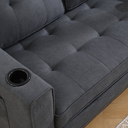 Neo Tufted Loveseat with Pull Out Sleeper - Dark Gray